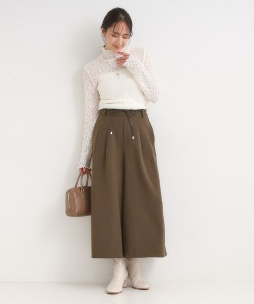 SHOO・LA・RUE / シューラルー ショート・ハーフ・半端丈パンツ | 【S-LL/2点セット】脚のラインを拾いにくい ベルト付きタックスカーチョパンツ | 詳細7