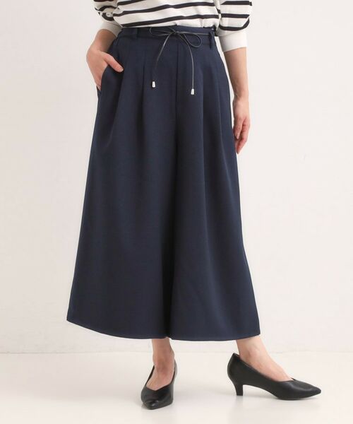 SHOO・LA・RUE / シューラルー ショート・ハーフ・半端丈パンツ | 【S-LL/2点セット】脚のラインを拾いにくい ベルト付きタックスカーチョパンツ | 詳細9