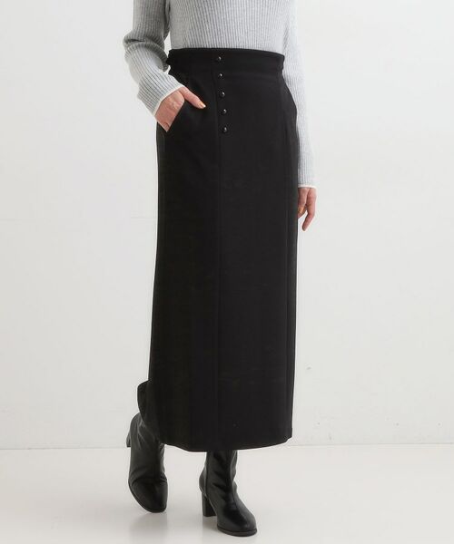 SHOO・LA・RUE / シューラルー ロング・マキシ丈スカート | 【洗濯後しわになりにくい】ポケット付き ナロースカート(ブラック(019))