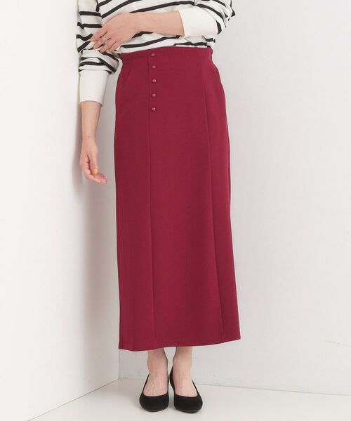 SHOO・LA・RUE / シューラルー ロング・マキシ丈スカート | 【洗濯後しわになりにくい】ポケット付き ナロースカート(レッド(063))
