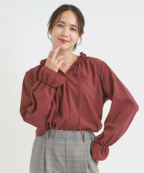 SHOO・LA・RUE / シューラルー シャツ・ブラウス | 【S-LL/洗濯後しわになりにくい/吸水速乾/UV】大人フェミニンな装いに 襟フリルブラウス | 詳細13