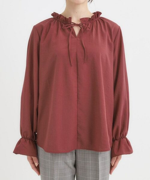 SHOO・LA・RUE / シューラルー シャツ・ブラウス | 【S-LL/洗濯後しわになりにくい/吸水速乾/UV】大人フェミニンな装いに 襟フリルブラウス | 詳細17