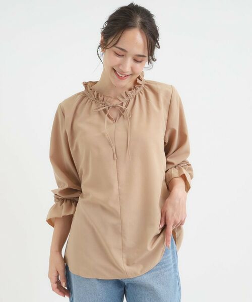SHOO・LA・RUE / シューラルー シャツ・ブラウス | 【S-LL/洗濯後しわになりにくい/吸水速乾/UV】大人フェミニンな装いに 襟フリルブラウス | 詳細5