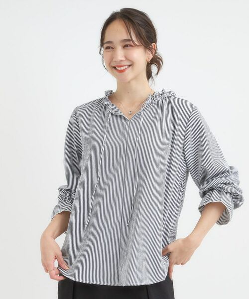 SHOO・LA・RUE / シューラルー シャツ・ブラウス | 【S-LL/洗濯後しわになりにくい/吸水速乾/UV】大人フェミニンな装いに 襟フリルブラウス | 詳細9
