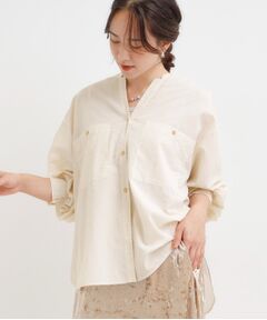 SHOO・LA・RUE / シューラルー シャツ・ブラウス | 【洗える/S-LL】羽織りにもなる ビックポケットVネックシャツ