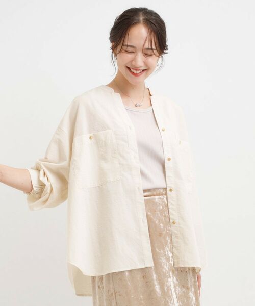 SHOO・LA・RUE / シューラルー シャツ・ブラウス | 【洗える/S-LL】羽織りにもなる ビックポケットVネックシャツ | 詳細5