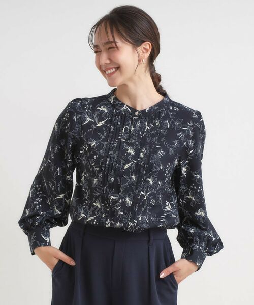 SHOO・LA・RUE / シューラルー シャツ・ブラウス | 【セットアップ可】ピンタックバンドカラーブラウス | 詳細1