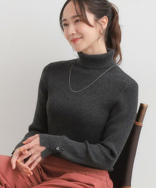 SHOO・LA・RUE/シューラルー 【洗濯機可】ちくちくしにくい やわらかリブタートルネックニット チャコールグレー(014) 03(L) SHOO・LA・RUE/シューラルー 【洗濯機可】ちくちくしにくい やわらかリブタートルネックニット チャコールグレー(014) 03(L)