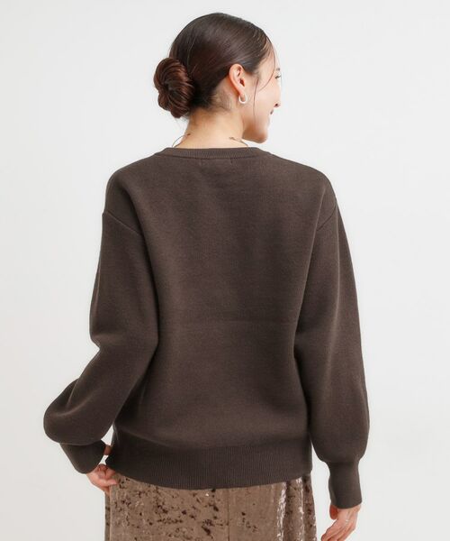 SHOO・LA・RUE / シューラルー ニット・セーター | 【洗濯機可/ちくちくしにくい】大人のための スウェットライク刺繍ロゴニット | 詳細14