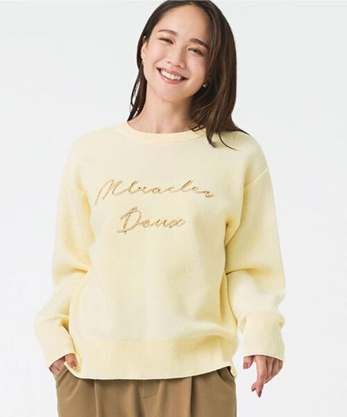 SHOO・LA・RUE / シューラルー ニット・セーター | 【洗濯機可/ちくちくしにくい】大人のための スウェットライク刺繍ロゴニット | 詳細27