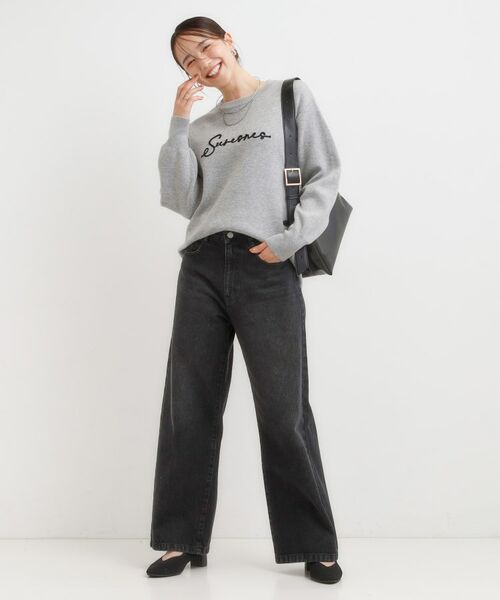 SHOO・LA・RUE / シューラルー ニット・セーター | 【洗濯機可/ちくちくしにくい】大人のための スウェットライク刺繍ロゴニット | 詳細3