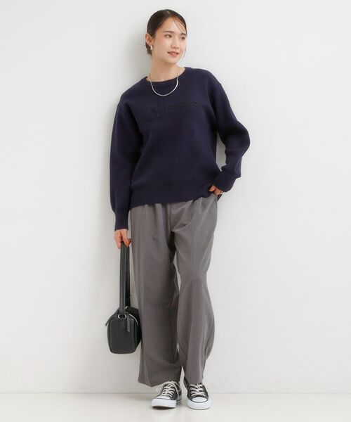 SHOO・LA・RUE / シューラルー ニット・セーター | 【洗濯機可/ちくちくしにくい】大人のための スウェットライク刺繍ロゴニット | 詳細7