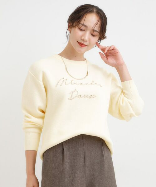 SHOO・LA・RUE / シューラルー ニット・セーター | 【洗濯機可/ちくちくしにくい】大人のための スウェットライク刺繍ロゴニット | 詳細9