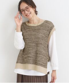 SHOO・LA・RUE / シューラルー ニット・セーター | 【2点セット/S-LL】着回しいろいろ 編み柄ベスト×ブラウス