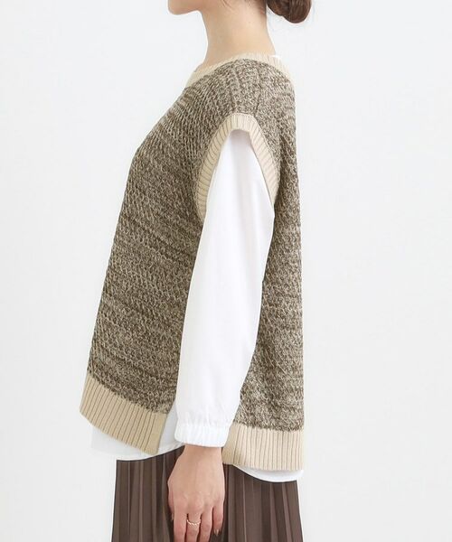 SHOO・LA・RUE / シューラルー ニット・セーター | 【2点セット/S-LL】着回しいろいろ 編み柄ベスト×ブラウス | 詳細10