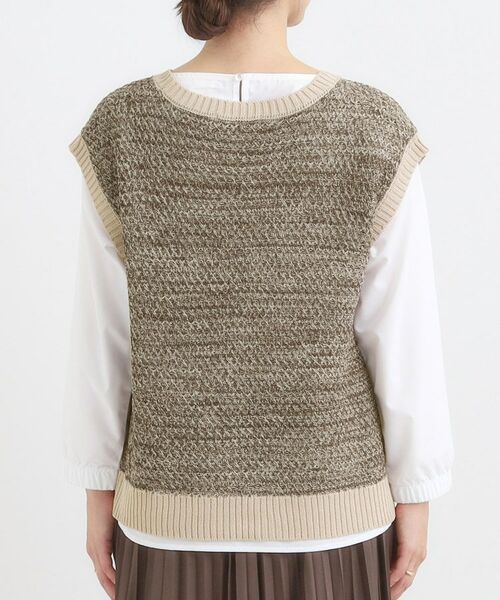 SHOO・LA・RUE / シューラルー ニット・セーター | 【2点セット/S-LL】着回しいろいろ 編み柄ベスト×ブラウス | 詳細11