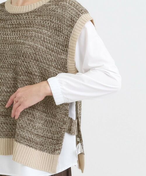 SHOO・LA・RUE / シューラルー ニット・セーター | 【2点セット/S-LL】着回しいろいろ 編み柄ベスト×ブラウス | 詳細14
