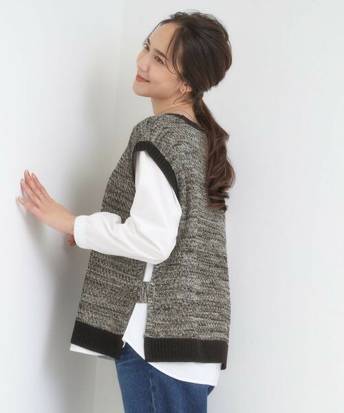 SHOO・LA・RUE / シューラルー ニット・セーター | 【2点セット/S-LL】着回しいろいろ 編み柄ベスト×ブラウス | 詳細2