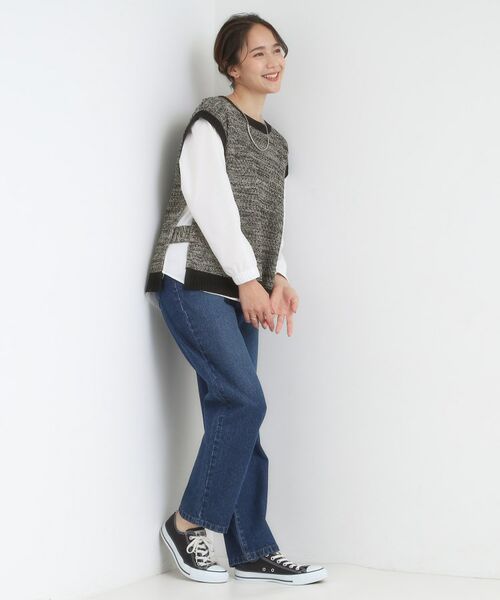 SHOO・LA・RUE / シューラルー ニット・セーター | 【2点セット/S-LL】着回しいろいろ 編み柄ベスト×ブラウス | 詳細3