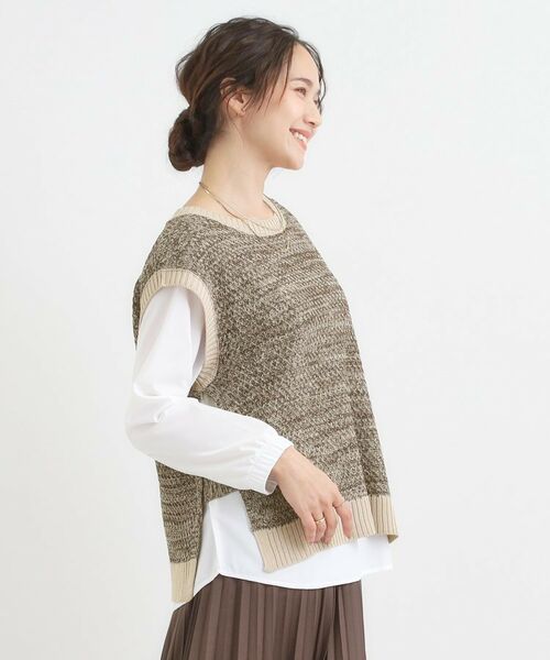 SHOO・LA・RUE / シューラルー ニット・セーター | 【2点セット/S-LL】着回しいろいろ 編み柄ベスト×ブラウス | 詳細6