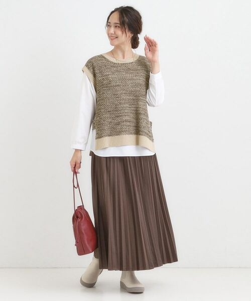 SHOO・LA・RUE / シューラルー ニット・セーター | 【2点セット/S-LL】着回しいろいろ 編み柄ベスト×ブラウス | 詳細7