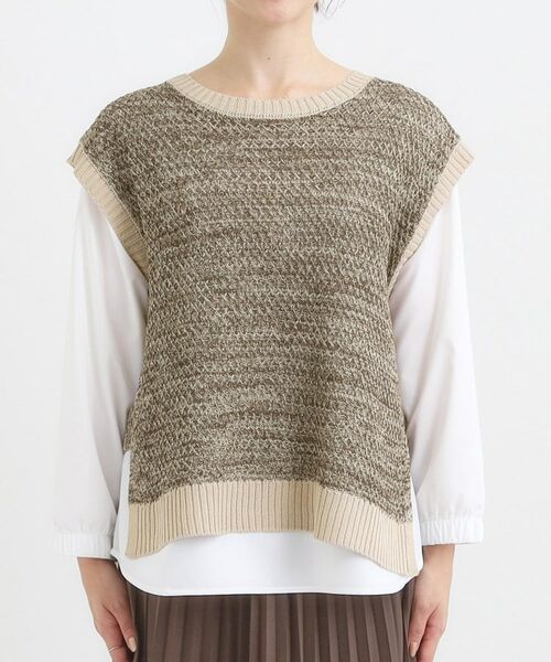 SHOO・LA・RUE / シューラルー ニット・セーター | 【2点セット/S-LL】着回しいろいろ 編み柄ベスト×ブラウス | 詳細9
