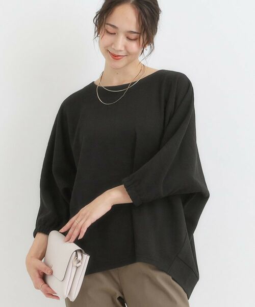 SHOO・LA・RUE / シューラルー カットソー | 【S-LL/7分袖】さらっとしたタッチ ゆるシルエットが心地よいドルマントップス(ブラック(019))