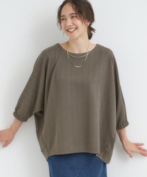 SHOO・LA・RUE / シューラルー カットソー | 【S-LL/7分袖】さらっとしたタッチ ゆるシルエットが心地よいドルマントップス(モカブラウン(042))