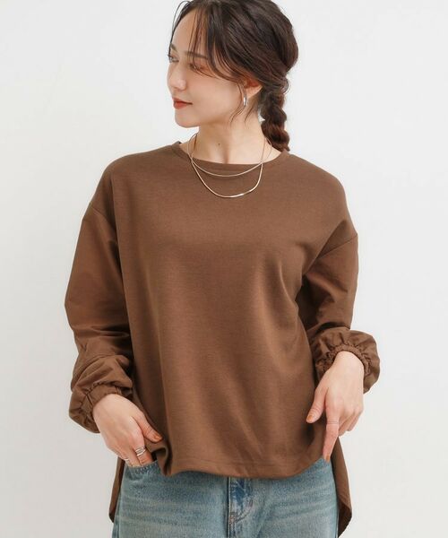 SHOO・LA・RUE / シューラルー カットソー | 【洗える/S-LL】背中タック入り パフ袖プルオーバー(モカブラウン(042))