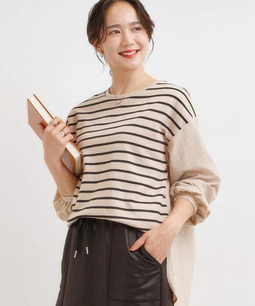 SHOO・LA・RUE / シューラルー カットソー | 【洗える/S-LL】背中タック入り パフ袖プルオーバー(ベージュ(352))