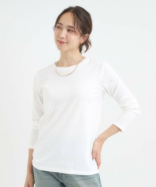 SHOO・LA・RUE / シューラルー カットソー | 【S-LL】1枚でも、重ね着にも ワイドテレコ クルーネックインナー | 詳細1