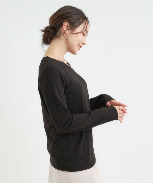 SHOO・LA・RUE / シューラルー カットソー | 【S-LL】1枚でも、重ね着にも ワイドテレコ クルーネックインナー | 詳細6