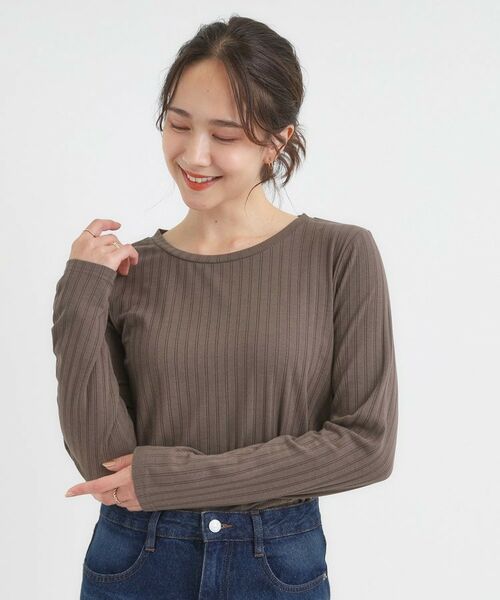 SHOO・LA・RUE / シューラルー カットソー | 【S-LL】1枚でも、重ね着にも ワイドテレコ クルーネックインナー | 詳細9