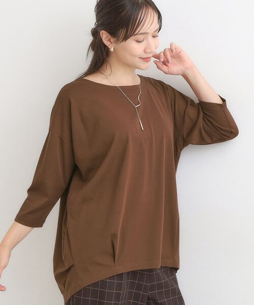 SHOO・LA・RUE/シューラルー 【7分袖】裾タックデザインカットソー モカブラウン(042) 01(S) SHOO・LA・RUE/シューラルー 【7分袖】裾タックデザインカットソー モカブラウン(042) 01(S)