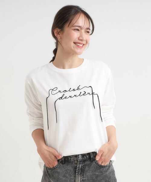 SHOO・LA・RUE / シューラルー カットソー | 【洗濯機可/S-LL】周りと差がつく チェーンステッチロゴロンT | 詳細1