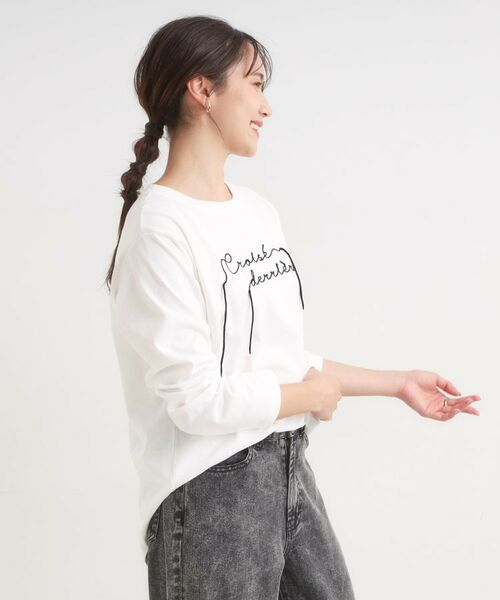 SHOO・LA・RUE / シューラルー カットソー | 【洗濯機可/S-LL】周りと差がつく チェーンステッチロゴロンT | 詳細2