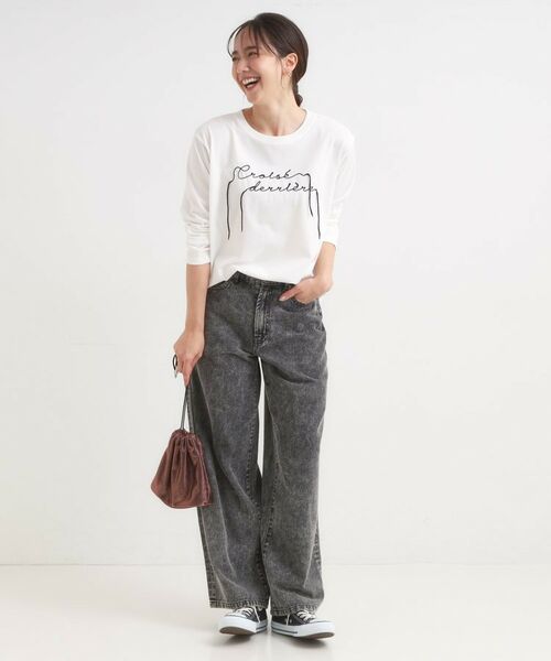 SHOO・LA・RUE / シューラルー カットソー | 【洗濯機可/S-LL】周りと差がつく チェーンステッチロゴロンT | 詳細3