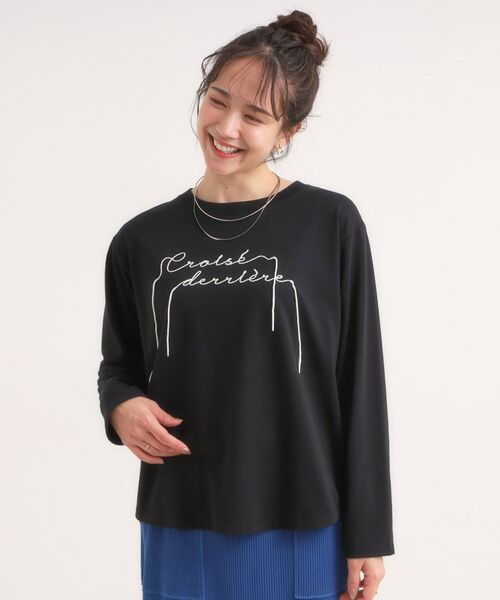 SHOO・LA・RUE / シューラルー カットソー | 【洗濯機可/S-LL】周りと差がつく チェーンステッチロゴロンT | 詳細5