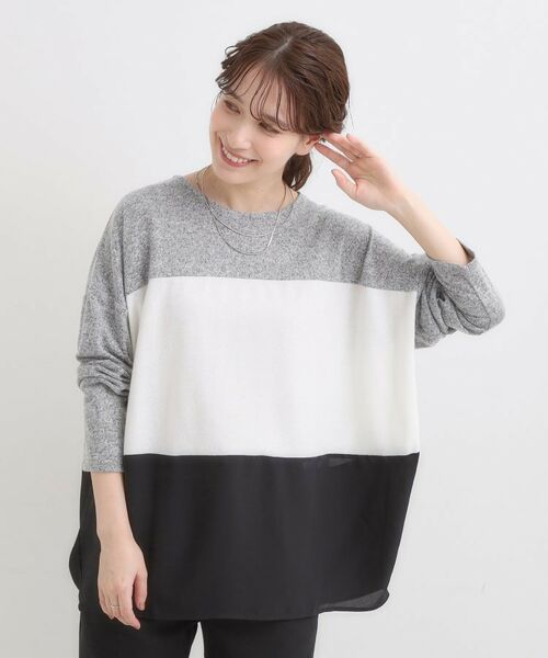 SHOO・LA・RUE / シューラルー カットソー | 【S-LL】インしないで着られる 3段切り替えトップス | 詳細1