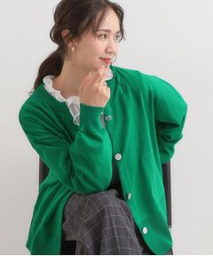 SHOO・LA・RUE / シューラルー カーディガン・ボレロ | 【洗濯機可/S-LL】シルバーボタンがアクセント スウェットライク キーネックカーディガン【CIRCRIC】