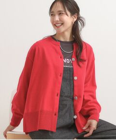 SHOO・LA・RUE / シューラルー カーディガン・ボレロ | 【洗濯機可/S-LL】シルバーボタンがアクセント スウェットライク キーネックカーディガン【CIRCRIC】