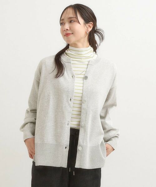 SHOO・LA・RUE / シューラルー カーディガン・ボレロ | 【洗濯機可/S-LL】シルバーボタンがアクセント スウェットライク キーネックカーディガン【CIRCRIC】 | 詳細1