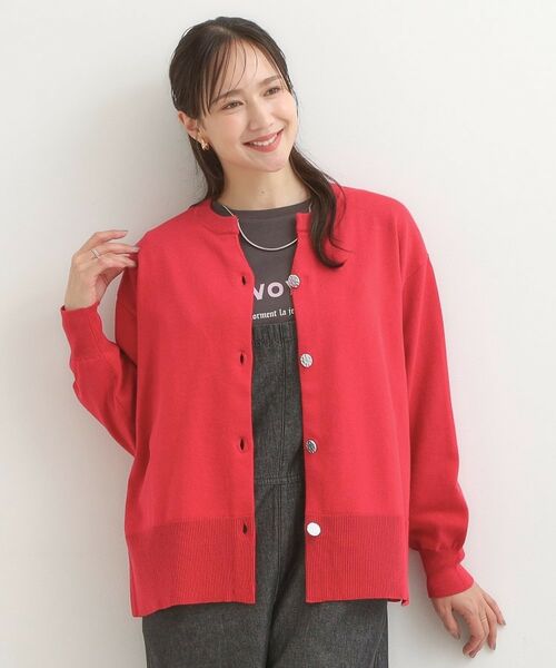 SHOO・LA・RUE / シューラルー カーディガン・ボレロ | 【洗濯機可/S-LL】シルバーボタンがアクセント スウェットライク キーネックカーディガン【CIRCRIC】 | 詳細10