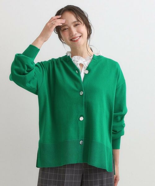 SHOO・LA・RUE / シューラルー カーディガン・ボレロ | 【洗濯機可/S-LL】シルバーボタンがアクセント スウェットライク キーネックカーディガン【CIRCRIC】 | 詳細5