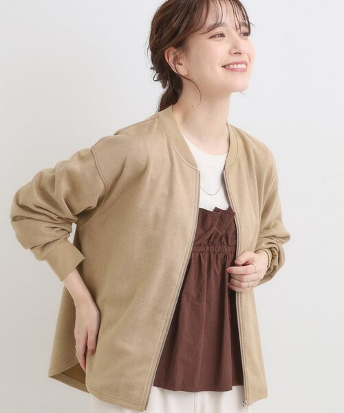 SHOO・LA・RUE / シューラルー カーディガン・ボレロ | 【S-LL】柔らかくて軽い さっと羽織れるフェイクスエードブルゾン【CIRCRIC】(モカブラウン(042))