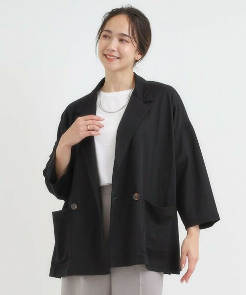 SHOO・LA・RUE / シューラルー テーラードジャケット | 【S-LL/ひんやり】さらっとしたタッチが心地よい ダブルブレストジャケット | 詳細1