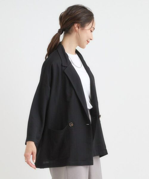 SHOO・LA・RUE / シューラルー テーラードジャケット | 【S-LL/ひんやり】さらっとしたタッチが心地よい ダブルブレストジャケット | 詳細2