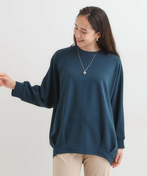 SHOO・LA・RUE / シューラルー チュニック | 【S-LL/体型カバー】とろみ感が心地よい 裾タック ドルマンチュニック | 詳細1