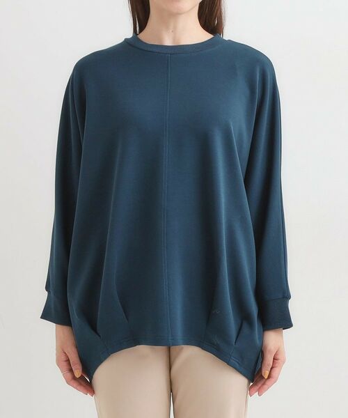 SHOO・LA・RUE / シューラルー チュニック | 【S-LL/体型カバー】とろみ感が心地よい 裾タック ドルマンチュニック | 詳細13