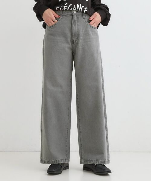 SHOO・LA・RUE / シューラルー デニムパンツ | 【S-LL】脚のラインを拾いにくい デニムワイドパンツ | 詳細1